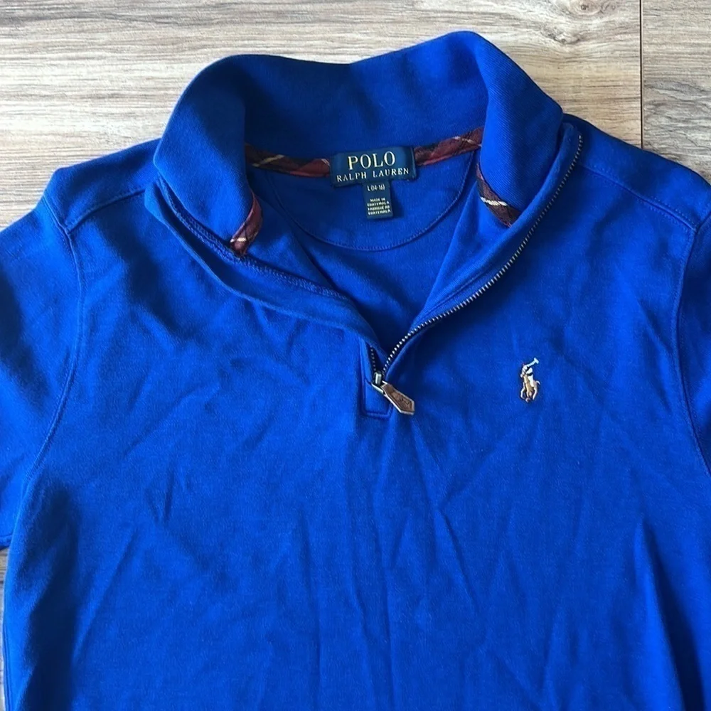 Polo Ralph Lauren 1/4 zip pullover size large kids 14-16 blue - Picture 2 of 6